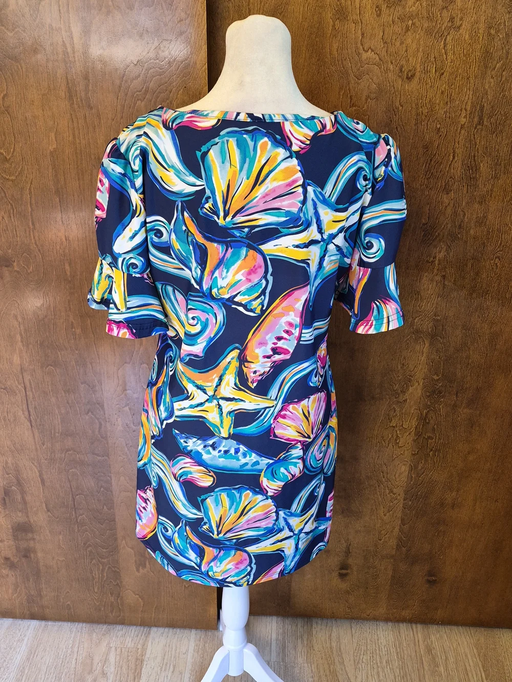 Aryeh Navy Multicolor Shell & Starfish Dress
